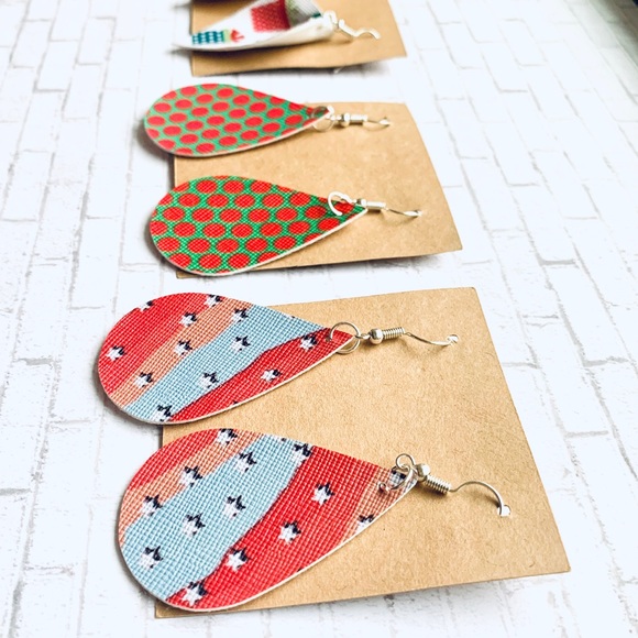 Natasha, Holiday Dangle Teardrop Earrings,  (Lot of 3), NEW - Picture 2 of 2